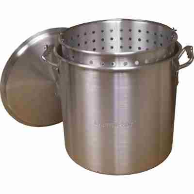120qt Aluminum Boiling Pot with Basket and Lid